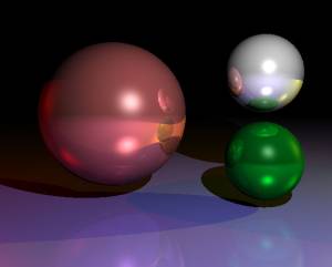 Scène rendue en raytracing